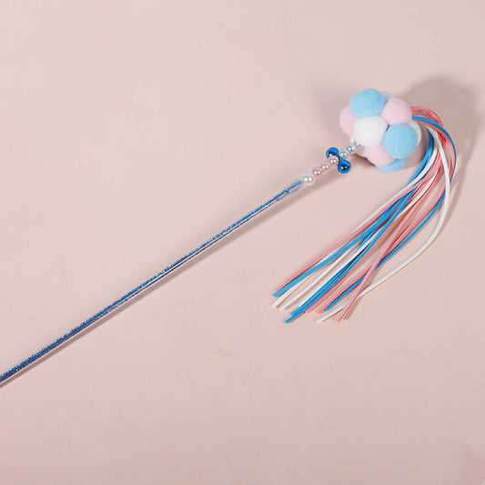 Pompon Cat Wand-Blue